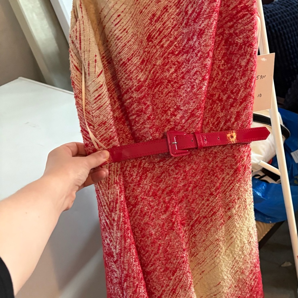 Teri Jon Red and Cream Women's Scarf